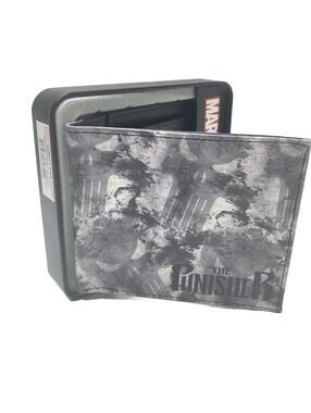 Marvel Punisher Slim Black Bifold Wallet with Tin Gift Box New Official